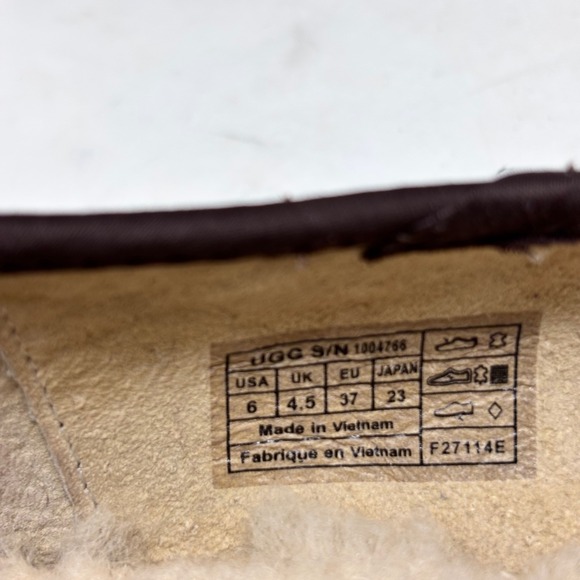 UGG Sherpa Ballet Flats Womens Size 6 Suede Studded Bow Brown Suede - Picture 9 of 10